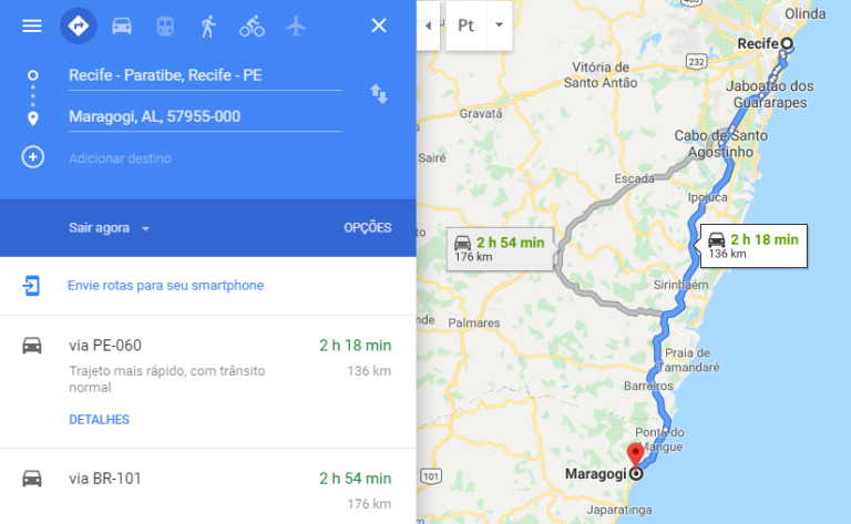 Distância entre Recife e Maragogi: Distância de Carro | Visite Recife